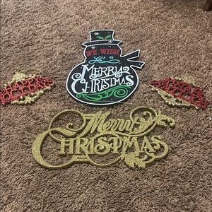 Festive Holiday Sign Set - Merry Christmas and Happy Holidays
